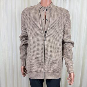 Men's Progetto Uomo Wool Cashmere Cardigan Italy Zip Front Knit Sweater XL Beige